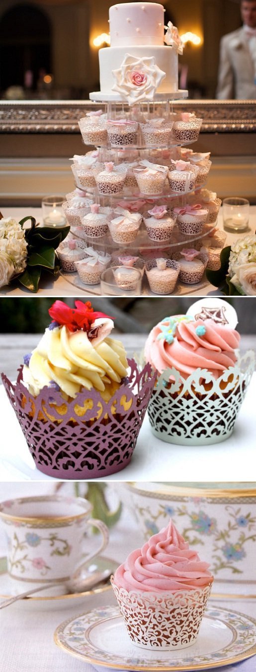 Decoração de cupcake - wrappers para cupcakes cortados a laser